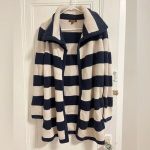 Hive & Honey Women's Cowl Neck Sweater - Navy and Cream